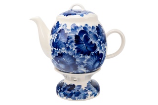 Dzbanek z mieroszowa malowany kwiaty podgrzewacz