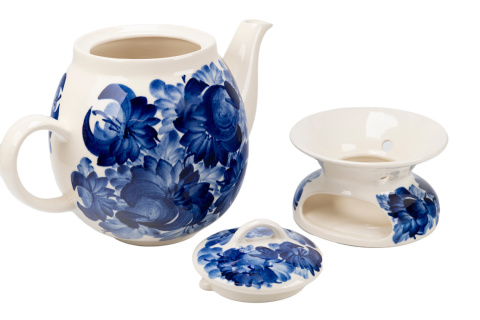 Dzbanek z mieroszowa malowany kwiaty podgrzewacz