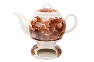 Dzbanek malowany kwiaty podgrzewacz Mieroszów brąz 1l