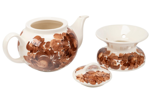 Dzbanek malowany kwiaty podgrzewacz Mieroszów brąz 1l