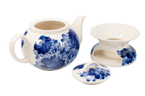 Dzbanek z mieroszowa malowany kwiaty podgrzewacz 1l