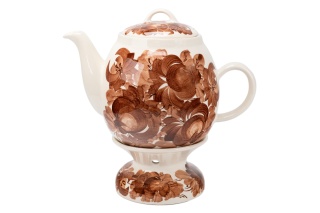 Dzbanek malowany kwiaty podgrzewacz Mieroszów brąz