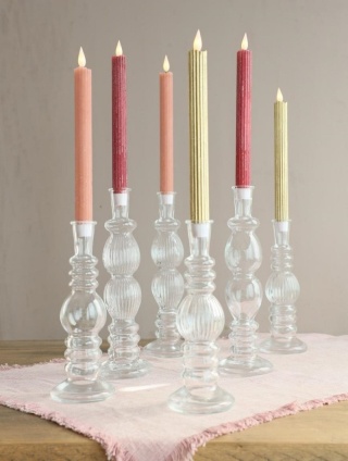 Zestaw 2 świece ledowe woskowane ołówkowe na baterie burgund