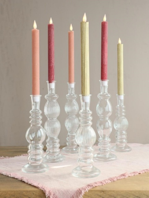 Komplet 2 świece ledowe woskowane ołówkowe na baterie burgund