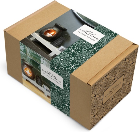 Zestaw czarny kominek wosk tarka podstawka ceramika marmur