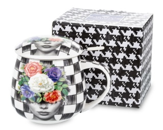 Zestaw kubek beczułka zaparzacz floral woman Queen Isabell