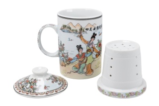 Kubek z zaparzaczem do herbaty ziół gejsza porcelana II GATUNEK