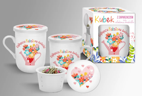 Zestaw kubek z sitkiem prezent dzień babci najlepsza babcia