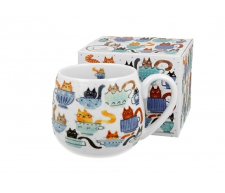 Kubek baryłka do kawy koty w filiżankach prezent koci świat