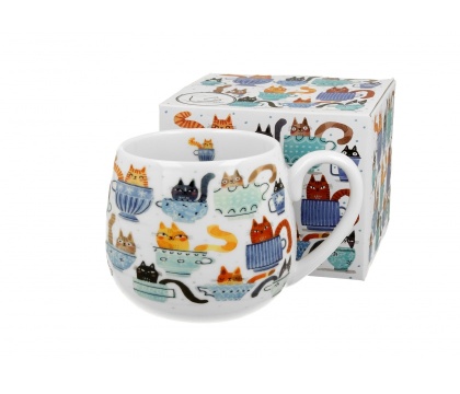 Kubek baryłka do kawy koty w filiżankach prezent koci świat