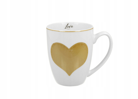 Kubek classic w pudełku na walentynki złote serce love