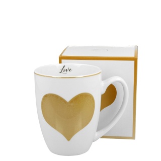 Kubek classic w pudełku na walentynki złote serce love
