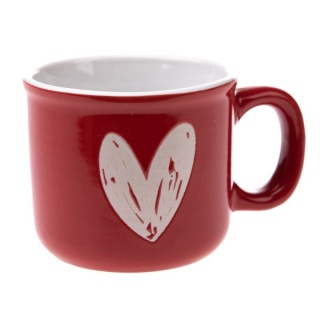 Kubek do espresso czerwony białe serce do kawy ceramika