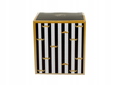 Kubek classic w pudełku na urodziny wąsy granatowe pasy