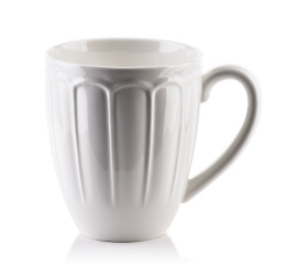 Biały kubek Hella do kawy herbaty tłoczony wzór porcelana