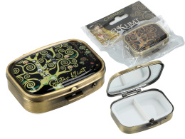 Organizer pudełko na tabletki Klimt Drzewo życia lusterko