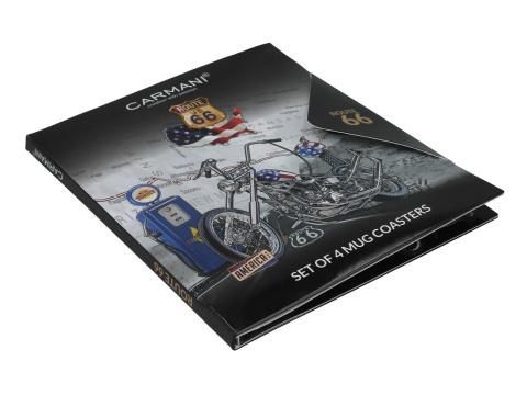 Zestaw podkładki korkowe 4 szt pod filiżankę Route 66