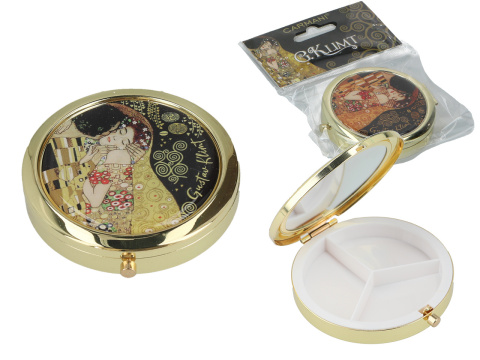 Pudełko puzderko na tabletki Klimt Pocałunek lusterko