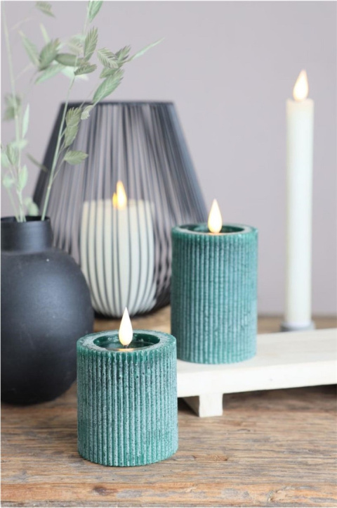 Świeca ledowa woskowana na baterie lampka do latarni zieleń