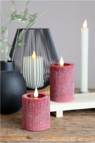 Świeca ledowa woskowana na baterie lampka do latarni burgund