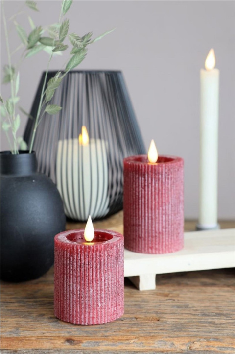 Świeca ledowa woskowana na baterie lampka do latarni bordo