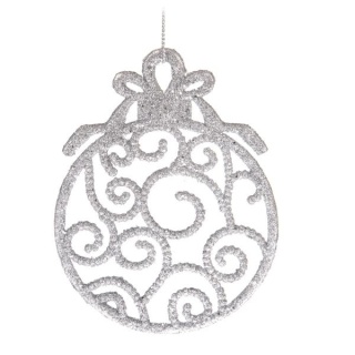 Zawieszka na choinkę bombka brokatowa srebrna ozdoba święta