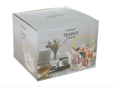 Zestaw dzbanek czajnik ceramiczny z zaparzaczem bratki