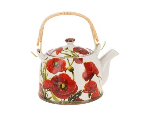 Zestaw dzbanek czajnik ceramiczny z sitkiem maki kwiaty