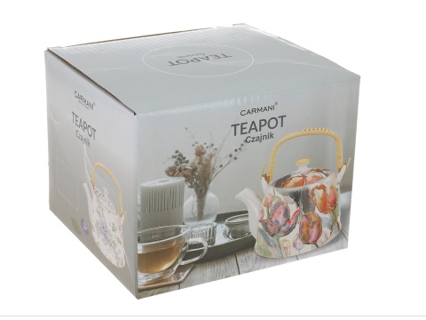 Zestaw dzbanek czajnik ceramiczny z zaparzaczem bratki