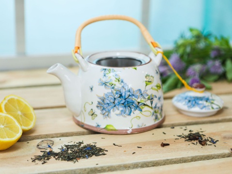 Zestaw dzbanek czajnik ceramiczny z sitkiem bez kwiaty