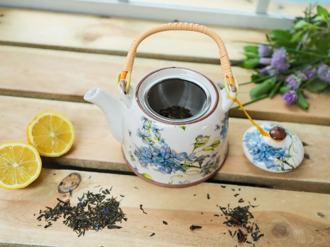 Zestaw dzbanek czajnik ceramiczny z sitkiem bez kwiaty