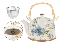 Zestaw dzbanek czajnik ceramiczny z sitkiem bez kwiaty