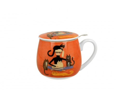 Zestaw kubek baryłka z zaparzaczem koci świat cindy koty