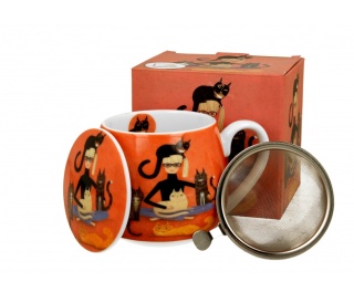 Zestaw kubek baryłka z zaparzaczem koci świat cindy koty