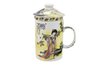 Kubek z sitkiem filtrem do herbaty gejsza porcelana II GATUNEK