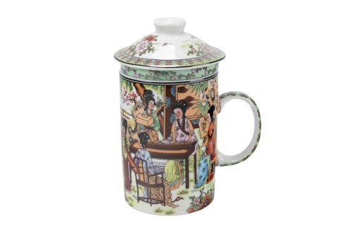 Kubek z zaparzaczem do herbaty ziół gejsza porcelana II GATUNEK