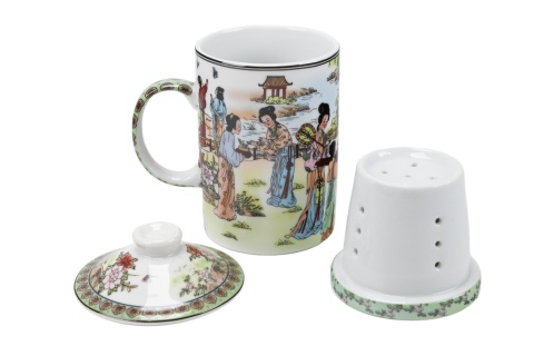 Kubek z zaparzaczem do herbaty ziół gejsza porcelana II GATUNEK