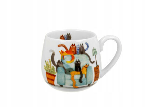 Komplet kubek z zaparzaczem koci świat koty na fotelu