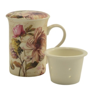 Zestaw kubek zaparzacz do parzenia herbaty kwiaty fusaichi