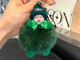 Breloczek do kluczy zawieszka niemowlak zielony pompon