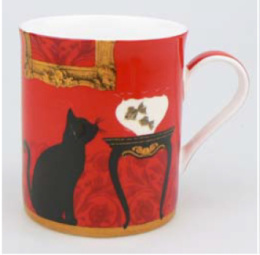 Kubek prosty czarny kot na urodziny do herbaty kawy
