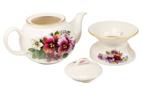 Dzbanek z podgrzewaczem 1 litr kwiaty bratki