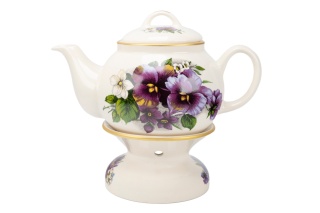 Dzbanek z podgrzewaczem 1 litr kwiaty bratki