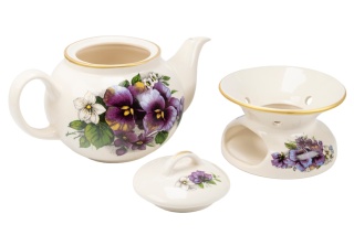 Dzbanek z podgrzewaczem 1 litr kwiaty bratki