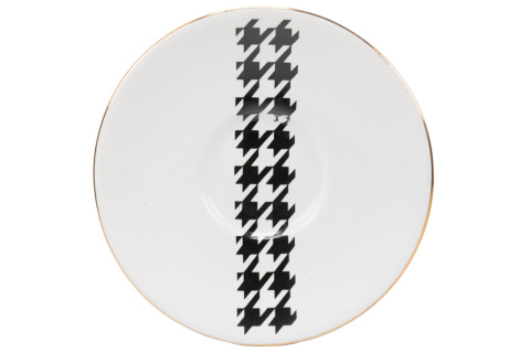 Filiżanka + spodek Mieroszów pepitka tytan biała