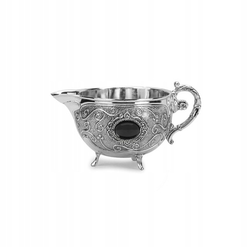 Komplet srebrny cukiernica z łyżeczką mlecznik tacka