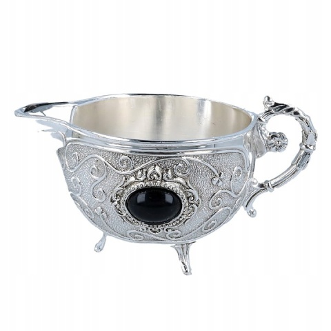 Komplet srebrny cukiernica z łyżeczką mlecznik tacka