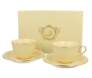 Komplet dwie filiżanki do kawy na urodziny vesper ecru