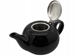 Komplet dzbanek czajnik ceramiczny z sitkiem filtr czarny
