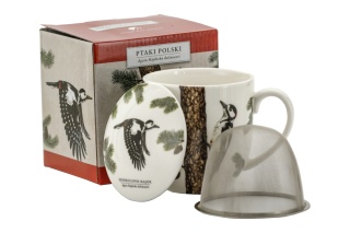 Komplet kubek sitko porcelana by Agata Hajdecka dzięcioł